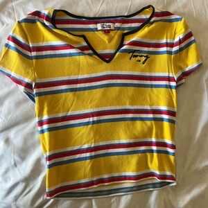 tommy hilfiger - ribbed cropped shirt